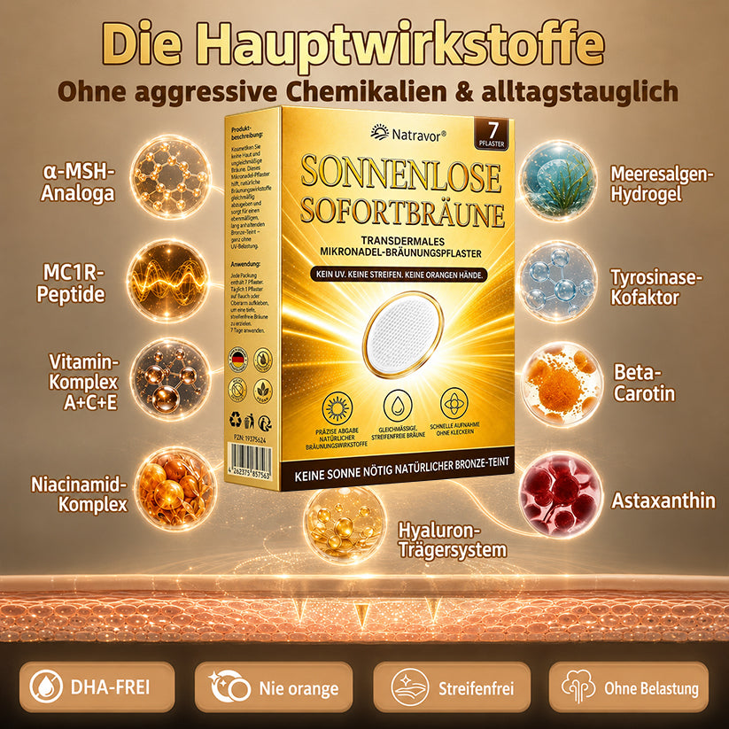 🔥 𝗡𝗮𝘁𝗿𝗮𝘃𝗼𝗿® Mikronadel-Bräunungspflaster: Natürlicher Bronze-Glow ohne UV & DHA